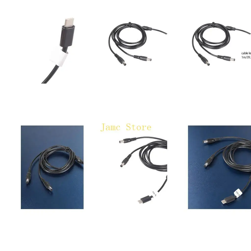 LX0B 12V USB C to 5.5x2.5mm Charging Cable 3A Output Device Power Cable for TVs Box