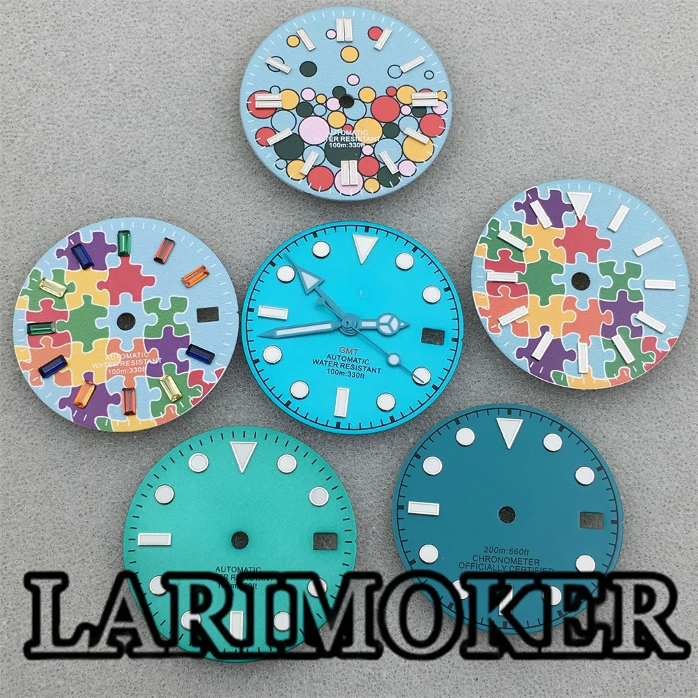 

LARIMOKER 29mm Dial Blue Dial With Blue Hand C3 Green Luminous Fit NH34 Movement Watch parts replacement Watch dial