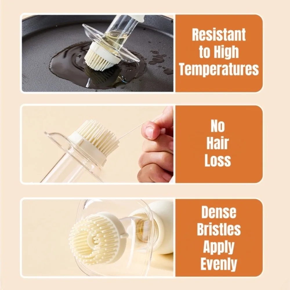 230ml 2 in 1 Oil Dispenser Brush Silicone Basting Brush Extended Oil Storage Pipe Oil Bottle Quantitative Control Glass Oil Pot