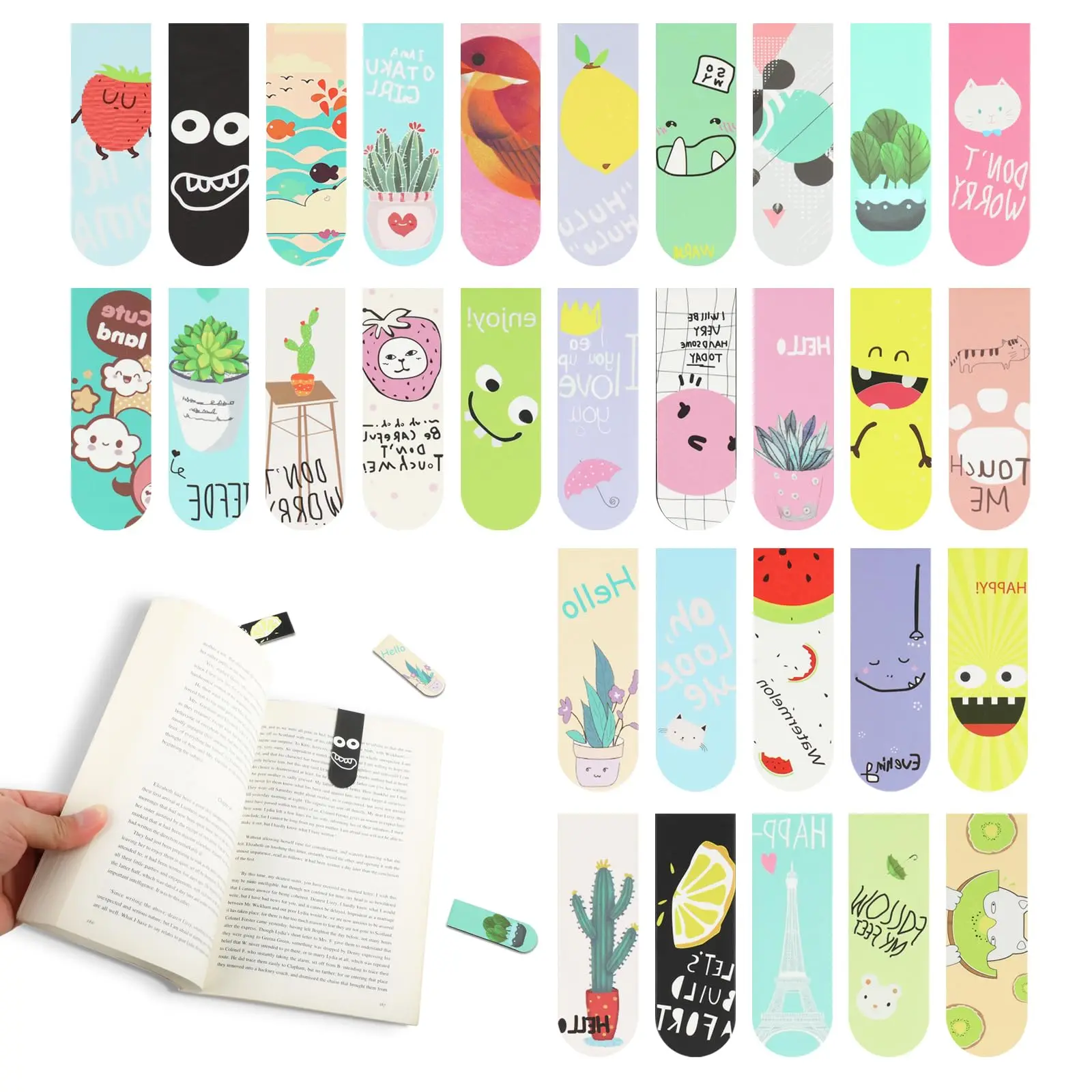 18pcs/30pcs Magnetic Bookmarks for Kids & Book Lovers, Cute Student Book Markers, Minimalist Personalized Gifts, Creative Presen