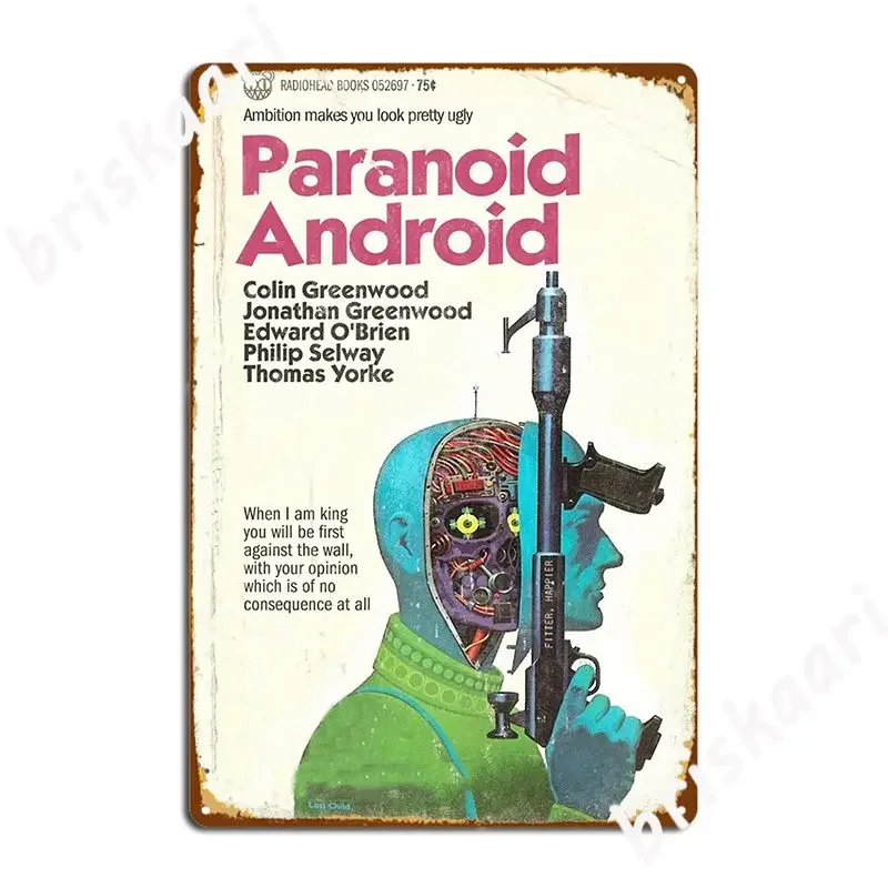 Vintage Paranoid Android Science Fiction Novel Metal Sign Wall Decor Pub Garage Printing Wall Mural Tin Sign Poster
