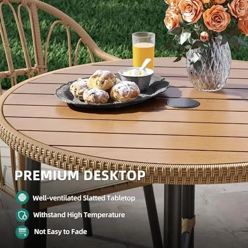 5-Piece Wicker Patio Dining Set with Umbrella Hole