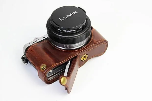 حافظة كاميرا جلدية Pu غطاء جسم نصف لباناسونيك لوميكس GF7 GF8 GF9 GF10 إزالة البطارية مباشرة