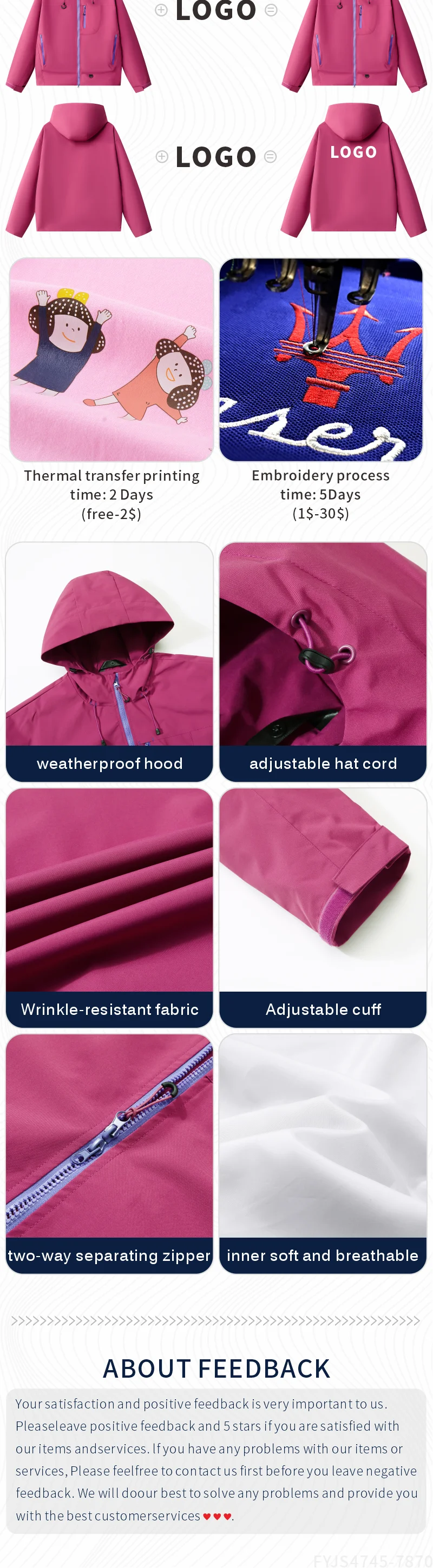 Wasserdichte Wanderjacken für Männer und Frauen, Sonnenschutz-Windbreaker, Camping-Kletterjacken, Unisex, mit individueller Stickerei, Text, DIY-Druck, Logo – Detail 6