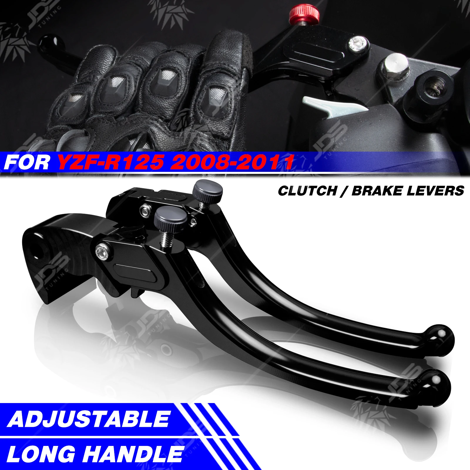 

JDSTUNING Для Yamaha YZF-R125/YZFR125 2008-2011: Комплект бесступенчатых рычагов сцепления и тормоза с удлиненной ручкой, аксессуары для мотоциклов