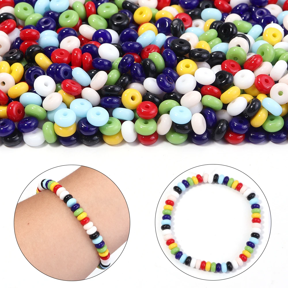 100 Stück/Lot einfarbige, radförmige Glasperlen, lose Abakusperlen für die Schmuckherstellung, DIY-Halskette, Armband, Zubehör – Detail 2
