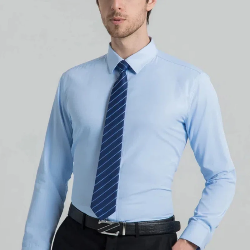 

Autumn Winter Long Sleeved Square Collar Casual Men's Clothing Business Profession Simplicity All-match Button Trend Chic Shirts