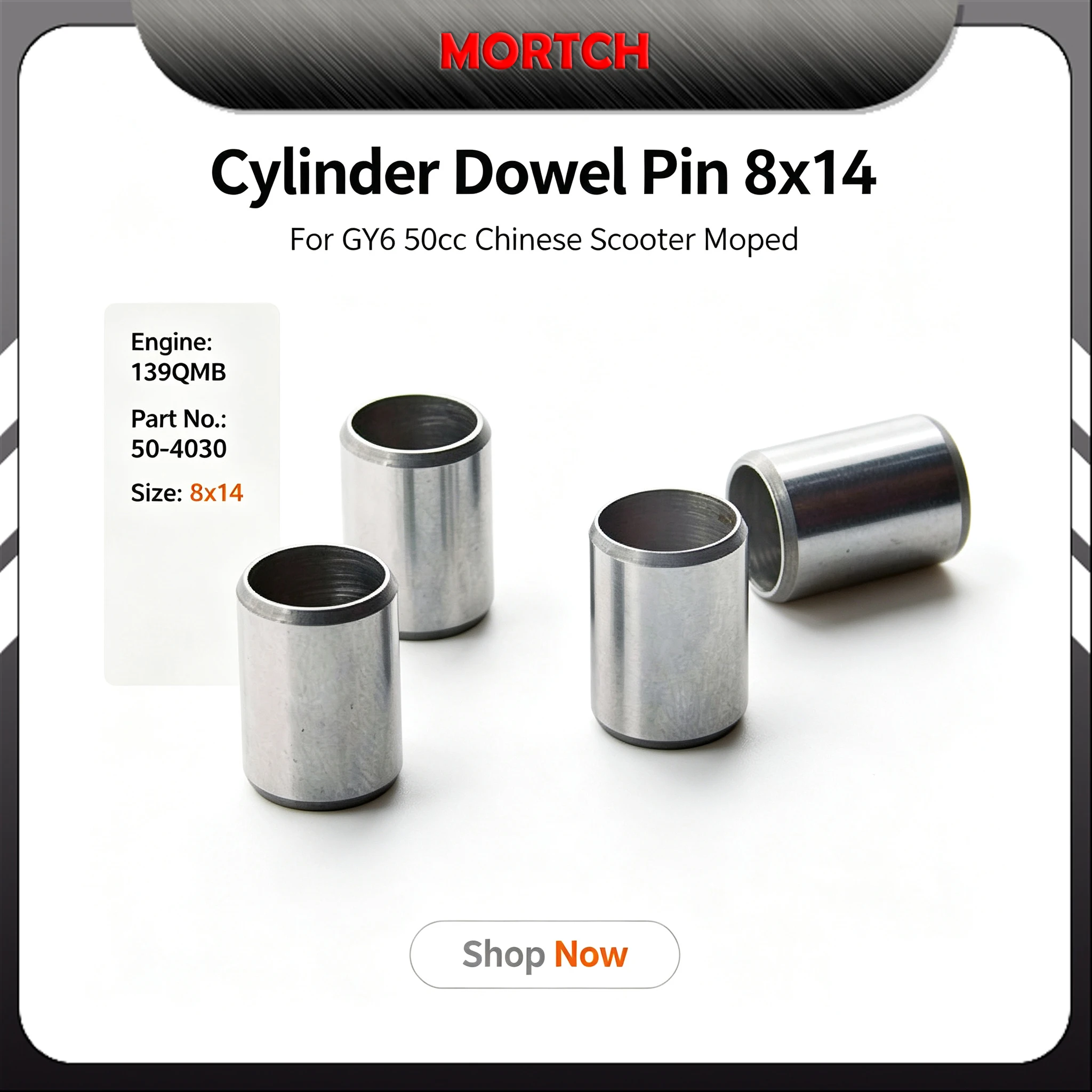 

GY6 50cc Engine Cylinder Dowel Pin 8x14 Replacement Part 50-4030 Fit Chinese Scooter Moped 139QMB Motor