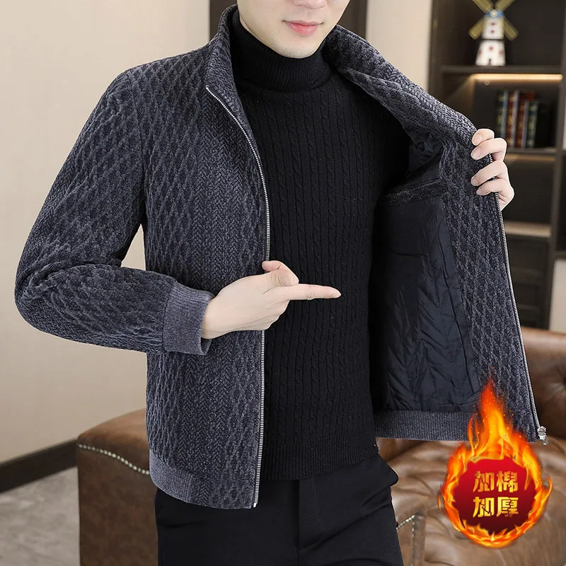 High Quality Autumn Winter Men Casual  Woolen Jackets Male Slim Fit Thicken Keep Warm Woolen Cloth Coats