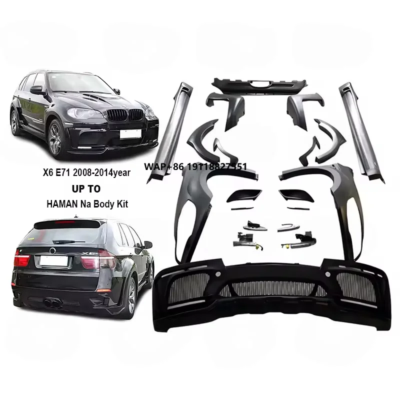 

X6 E71 Body Kit Haman Style Front Bumper Fenders Side Skirts Rear Diffuser Plastic Auto Body Accessories for X6 E71
