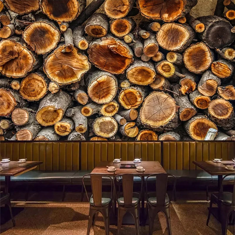 Custom Wall Mural Photo Wallpaper Vintage 3D Wood Annual Ring Wood Grain Living Room Restaurant Wall Decor Art Papel Tapiz Mural