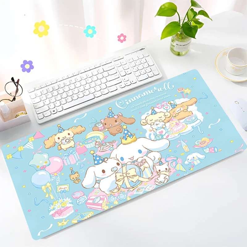 

Large Gaming Customized Mouse pad Cinnamoroll Office desk mat Game keyboard pad Desk Mats Sanrio Cute Home Decor Girl style gift