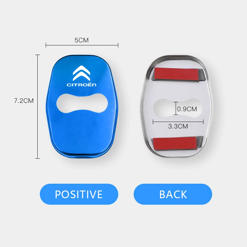 أغطية قفل باب السيارة المعدنية المضادة للصدأ 4 قطع ملصقات، مصممة لسيتروين C4/C3/C5/C1/C2/Berlingo/Picasso/Saxo/DS3/Jumpy/C-Elysee