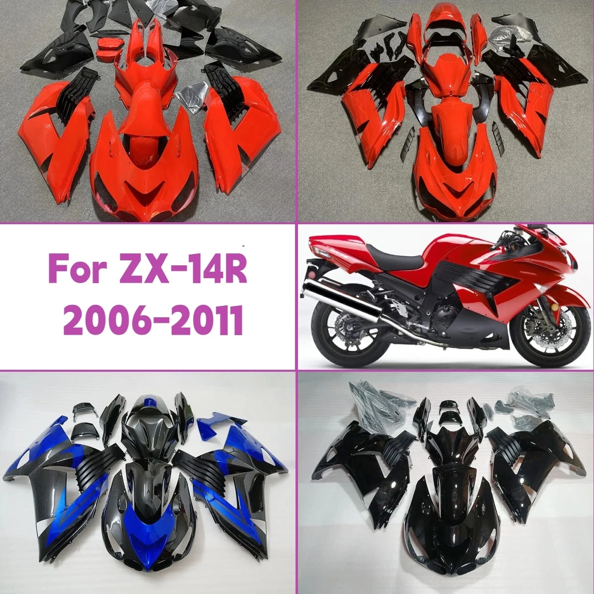 

Motorcycle Fairings for 2006-2011 Kawasaki ZX14R Hot Style Injection Molded Fairing Kit Customizable 06-11 ZX 14R