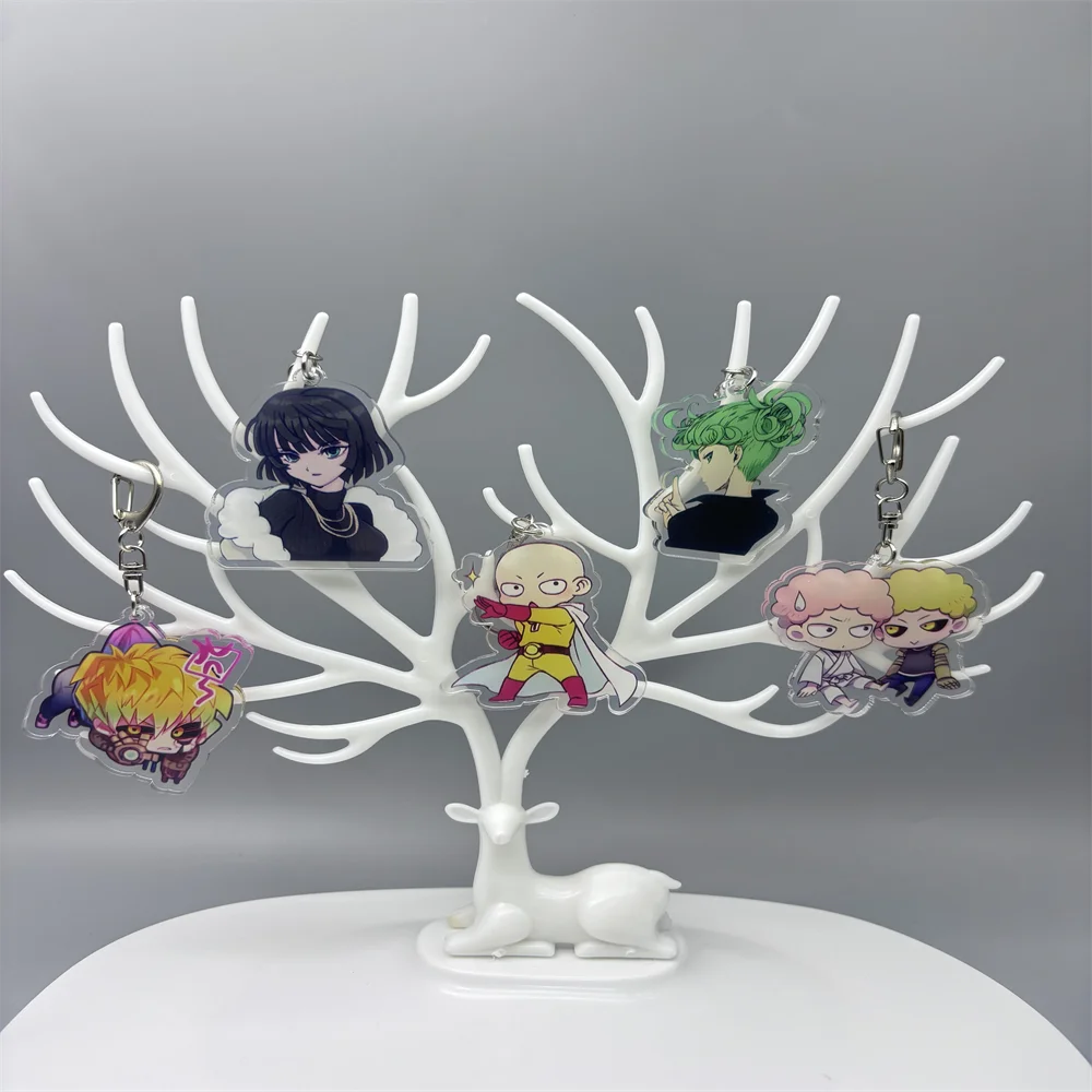 

6CM Anime one punch hero Q version Acrylic Keychain Model Cosplay Charm Characters Ornament Accessories Goods Collection Gifts