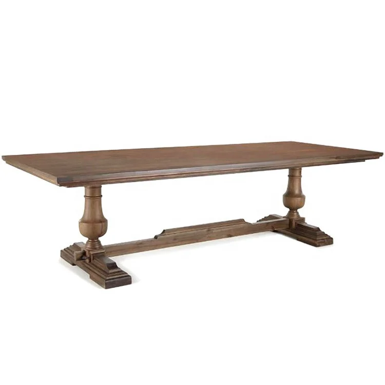 

+Custom French Dining Room Furniture Pedestal Rectangle Dinning Set for 6/8/10 Chairs Solid Wood