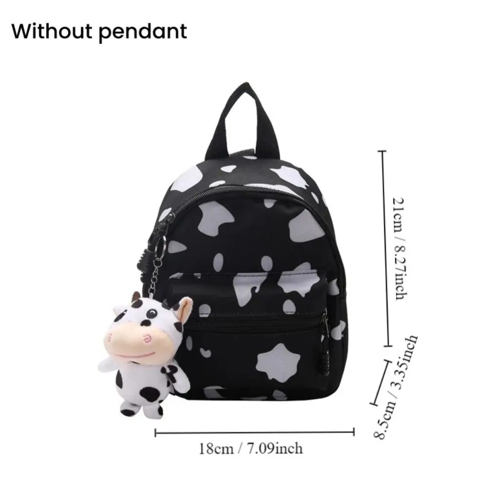 Cute Cow Spot Women's Bags Canvas Adjustable Strap Travel Bag Multi-Function Mini Backpack Women