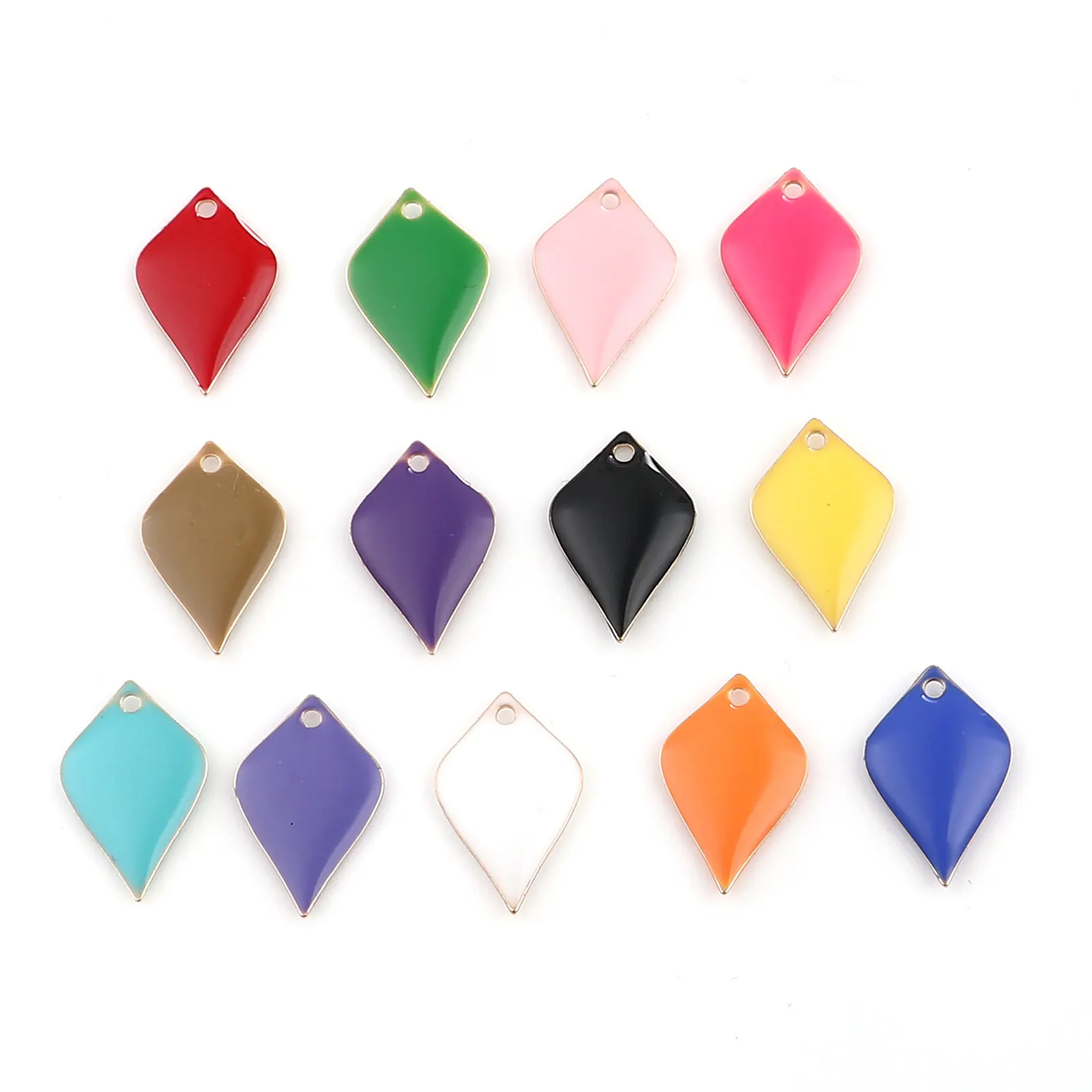 10pcs Brass Enamelled Sequins Charms Multioclor Geometric Petaline Pendants DIY Necklace Earrings For Women Jewelry 18mm x 12mm