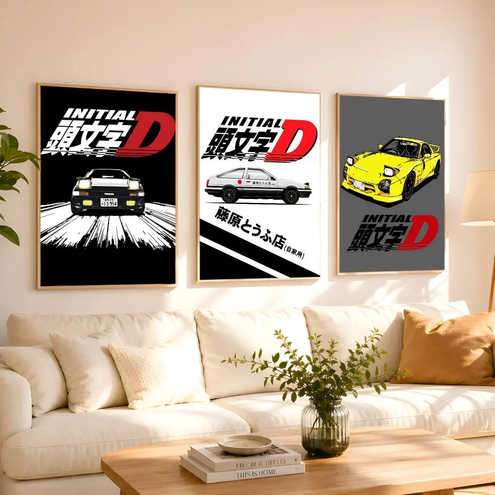 I-Initial D Painting Calligraphy Canvas Poster Art for Bedroom Living Room Home Decor Wall Decoration Decals Gift
