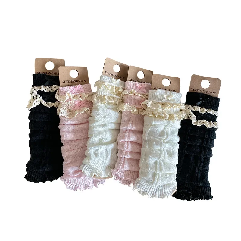 المرأة Sweetlace زهرة حافة منتصف العجل الجوارب الخريف/الشتاء ملابس خارجية النمط الياباني لطيف الجوارب القصيرة أحذية نسائية عصرية