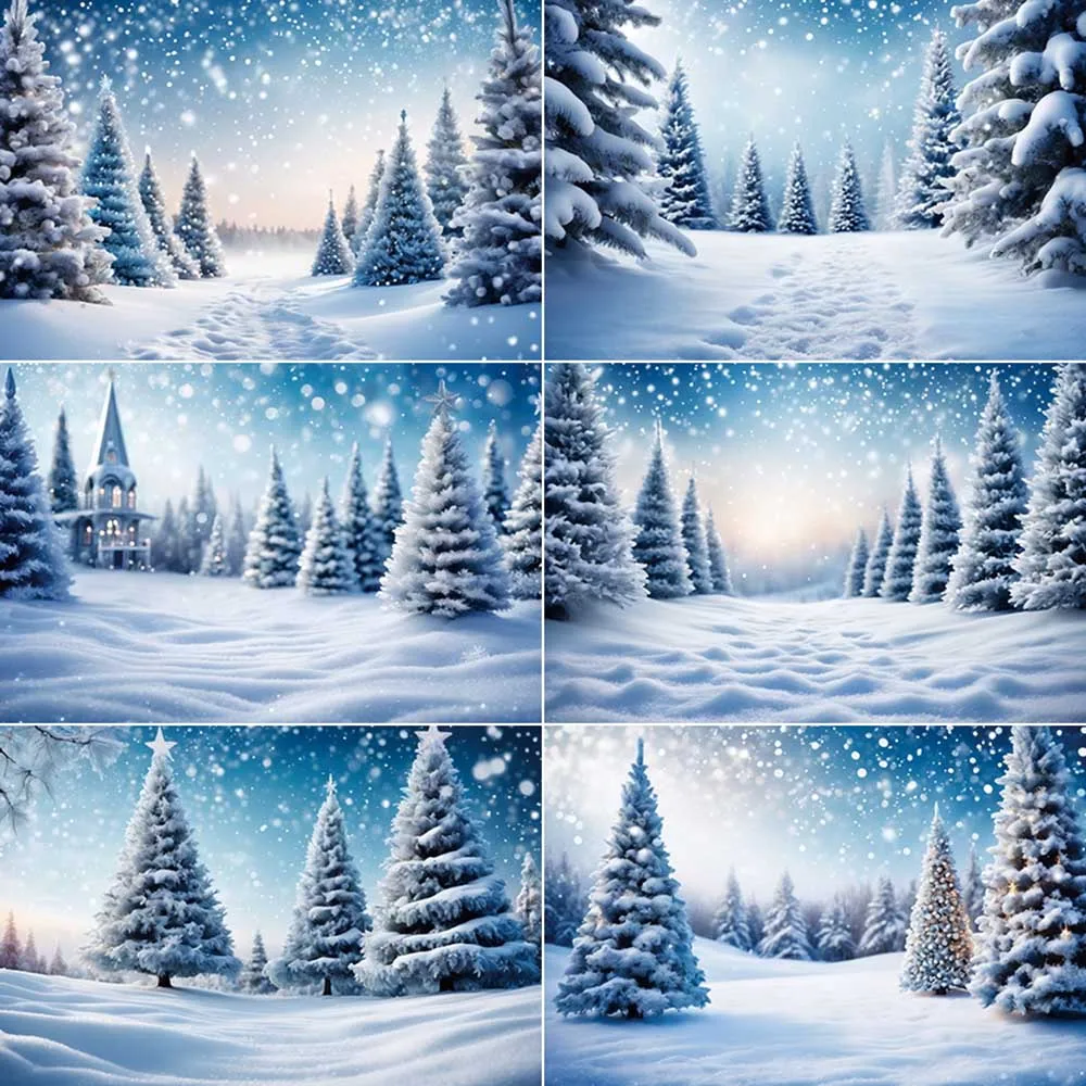 

MOON.QG Dreamy Christmas Tree Landscape Photography Background Baby Party Decoration Photozone Backdrops Studio Photobooth Props