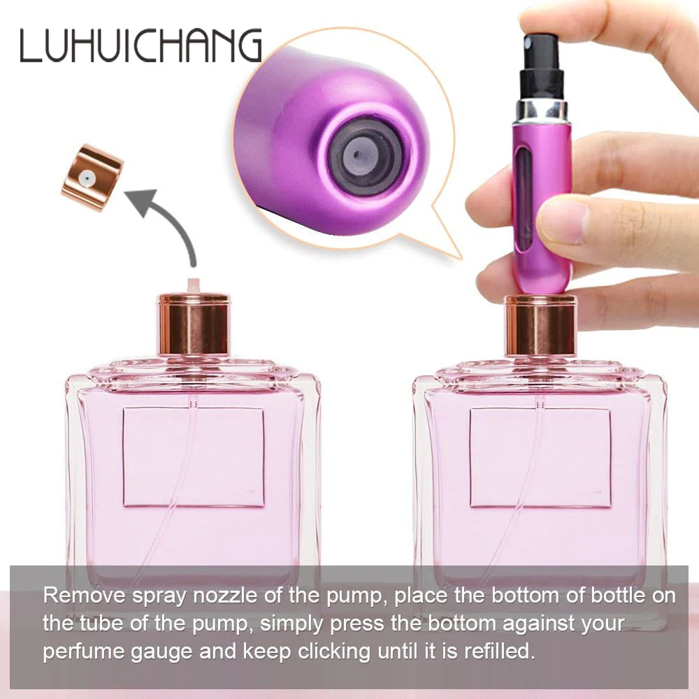 8Ml/5Ml Chai Mini Lọ Hương Nước Hoa Với Xịt Mùi Hương Bơm Trống Hộp Đựng Mỹ Phẩm Di Động Atomizer Bình