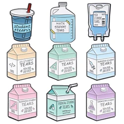 Student Tears Enamel Pins Funny Business Nursing Chemistry Math CS Trainee Brooches Milk Box Lapel Badge Gifts for Friends