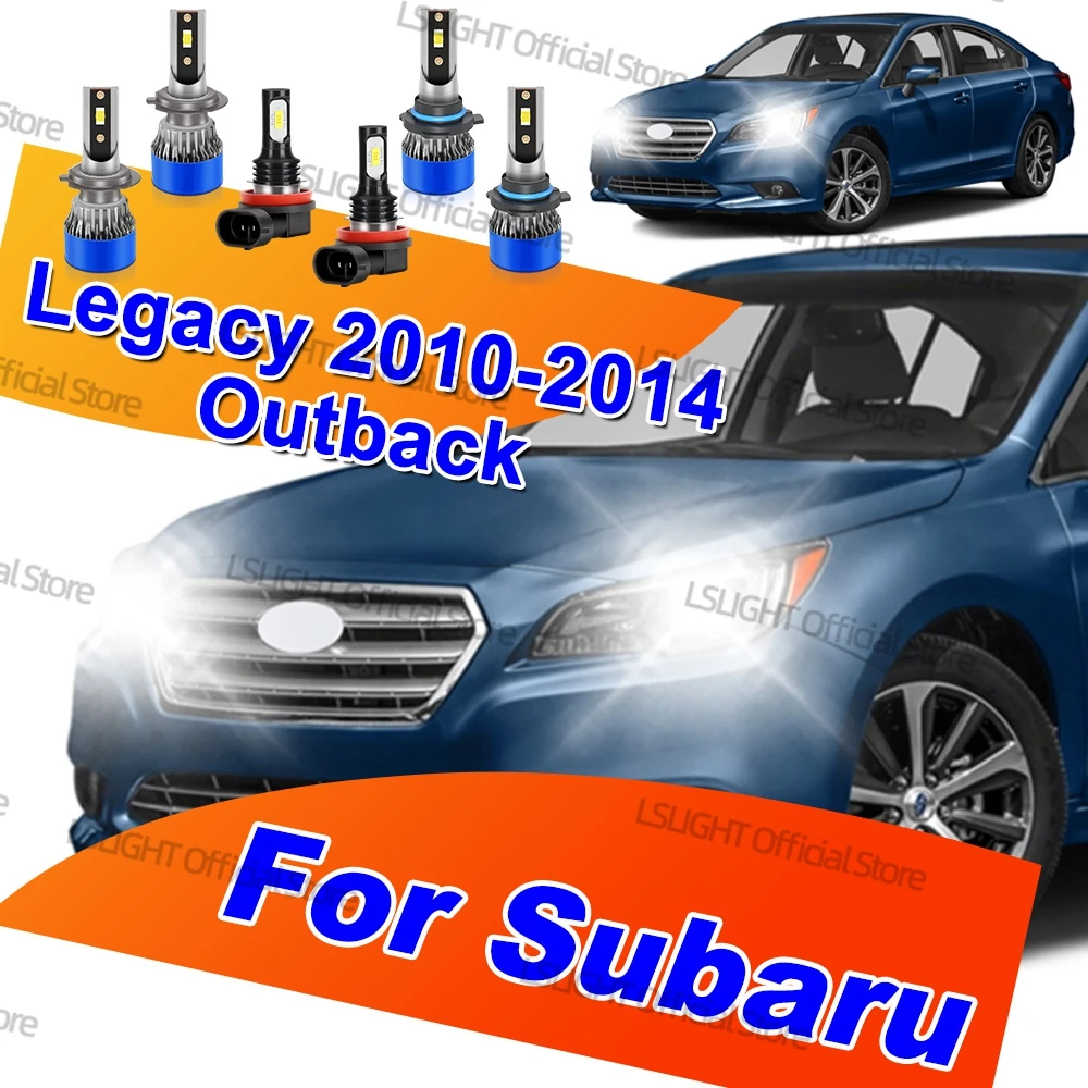 2/6x For Subaru Legacy Outback 2010 2011 2012 2013 2014 Ultra Bright CSP 3570 LED Headlights High Low Beam 6000K Fog Lamp Bulbs