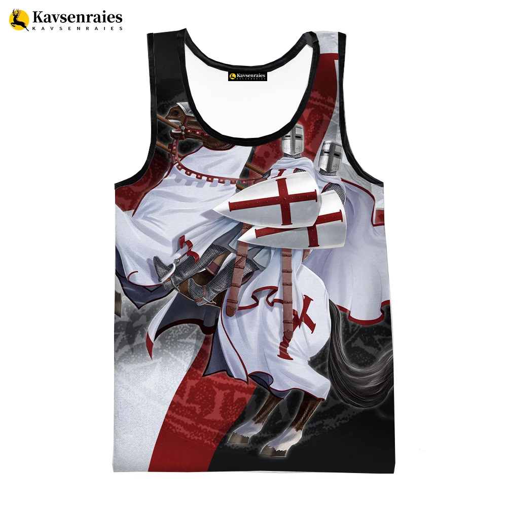 Hot Sale Game Knights Templar 3D Printed Tank Tops Men Summer Vest Casual Knights Templar Sleeveless Hip Hop Oversized Tops 6XL