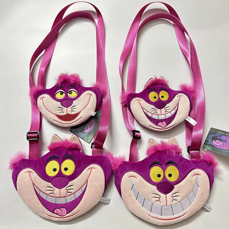 Alice el gato de Cheshire, bolso cruzado bonito de felpa para niño y niña, bolso de hombro para niños, monedero de dibujos animados de Anime, bolsa para teléfono, regalo