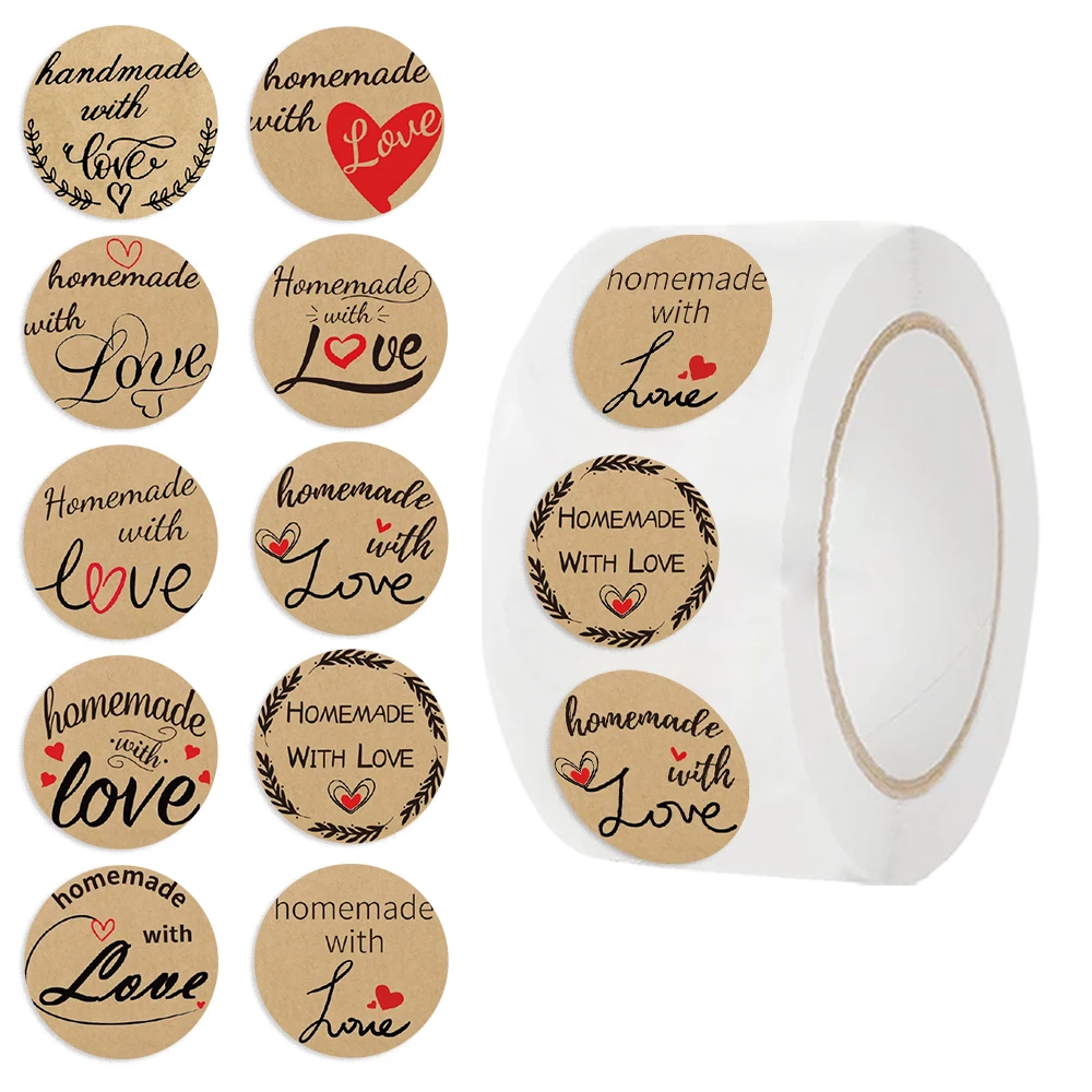 500PCS/Roll DIY Letter Love Stickers Pack Christmas Handmade Aesthetic Cowhide Stationery For Wedding Vintage Sticker Bag Tools