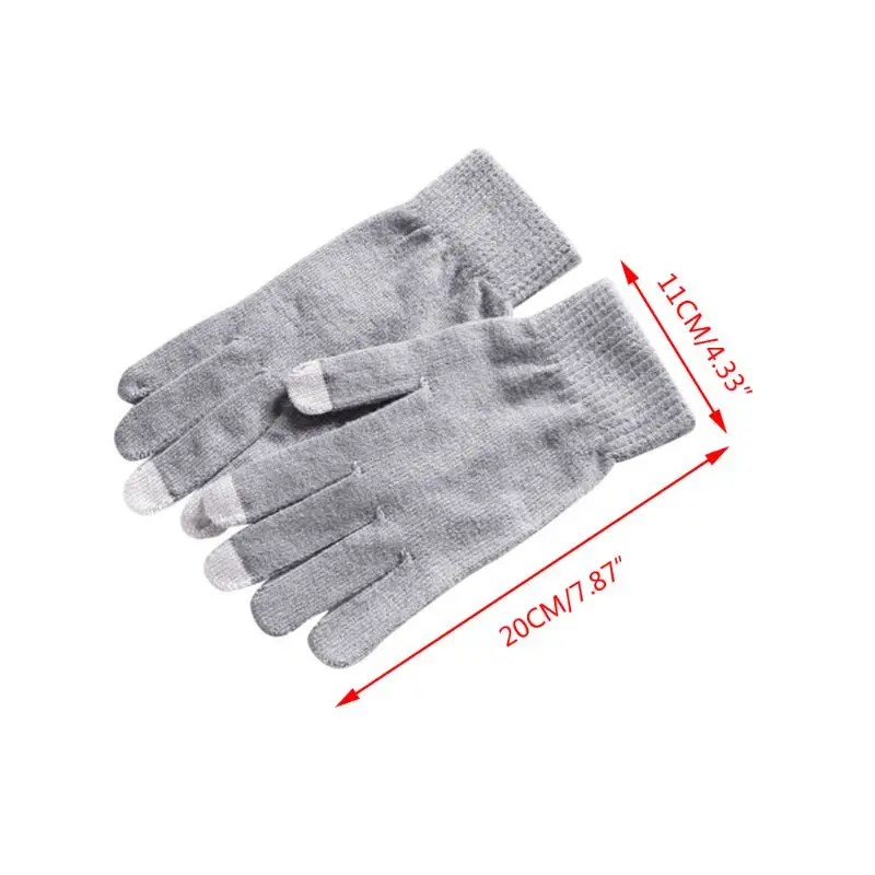 Womens Winter Full Fingered Magic for Touch Screen Gloves Ribbed Knit Elastic Cuff Solid Color Thickened Thermal Ski Mit