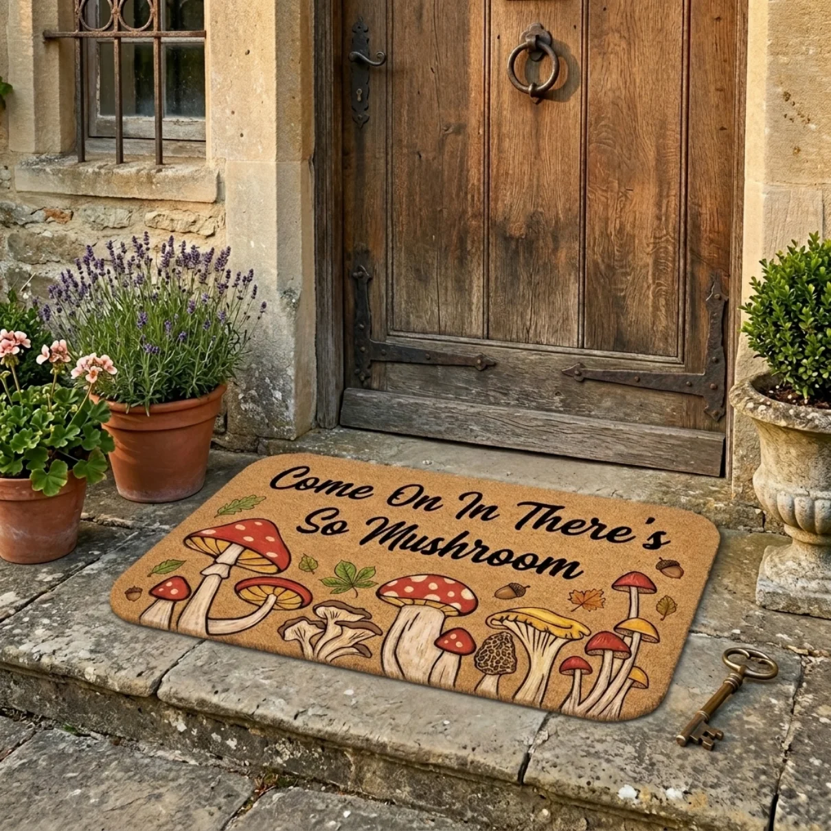 

1 piece rectangular Mushrooms pattern doormat, floor mat, carpet, home décor, outdoor decoration, suitable for living room,