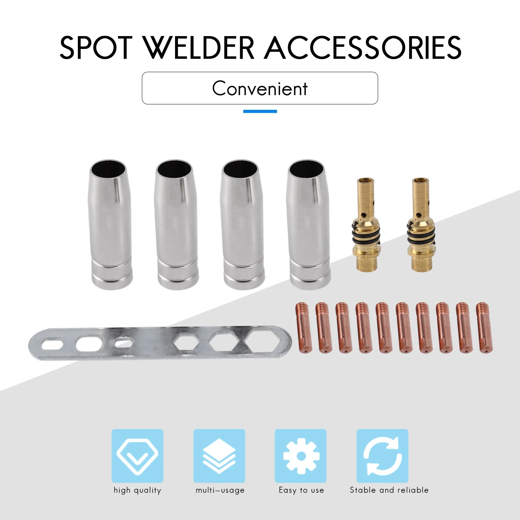 

【Flash-Deal!】17Pcs/Set 15Ak Mig/ Welding Nozzle Contact Tips 0.8X25mm M6 Gas Connector Holder Set
