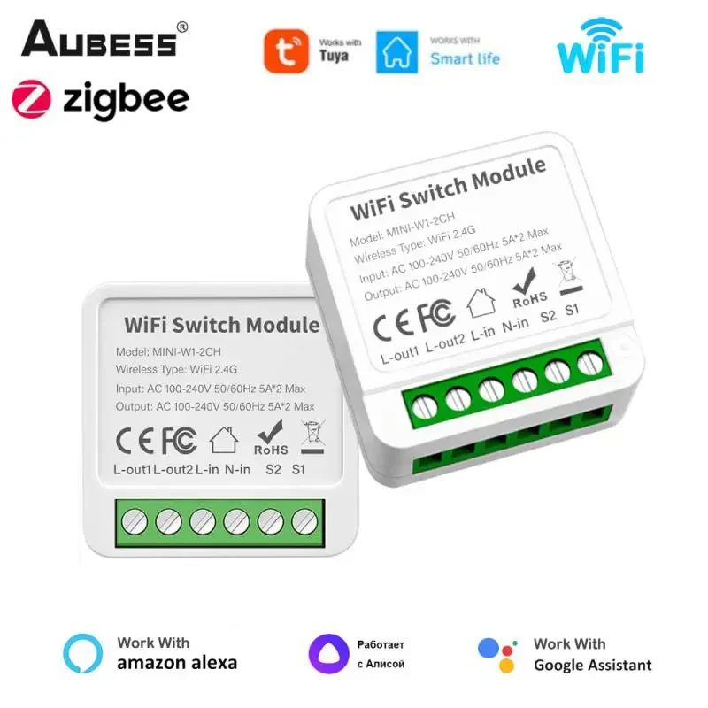 Wifi Mini Smart Switch Support 2/3/4-Way Control Timer Wireless Switch Compatible Works With Alexa And Google Home Alice