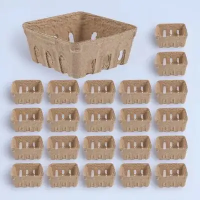 50 szt. Koszyczki z pulpy papierowej na owoce, lekkie tacki do przechowywania owoców, organizer na truskawki, warzywa, przekąski, dekoracja kuchenna do domu