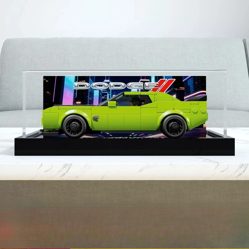 

Acrylic display case for SPEED building block model of 77237 Dodge Challenger Hellcat sports car