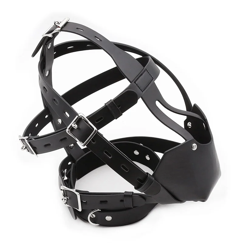 Erwachsene Sexy PU Leder Harness Masken Fetisch Verband Kopf Masken Haube Halloween Party Cosplay Spiele Aushöhlen Haube Männer Gesichtsmasken