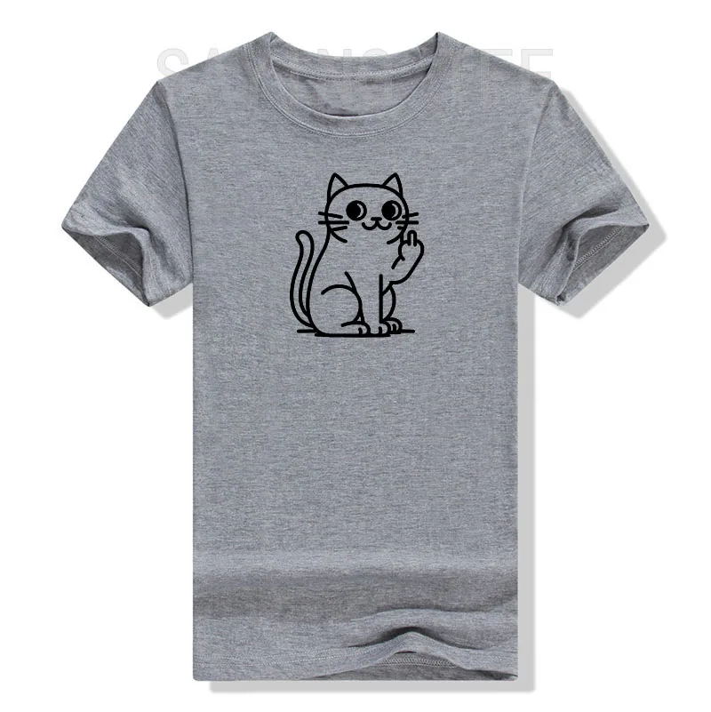 Lustige Katze für Frauen, für Männer: Katzen-T-Shirt mit abgezeigtem Mittelfinger Y2k Gruhige Katze Comic-Grafik Kleidung Weiches Baumwoll-T-Shirt – Detail 8