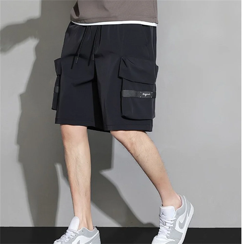 Men Cargo Shorts Tactical Joggers Shorts Trabalho Casual Calças Masculino Multi bolsos Botões Loose Wide Leg Knee Length Summer Shorts