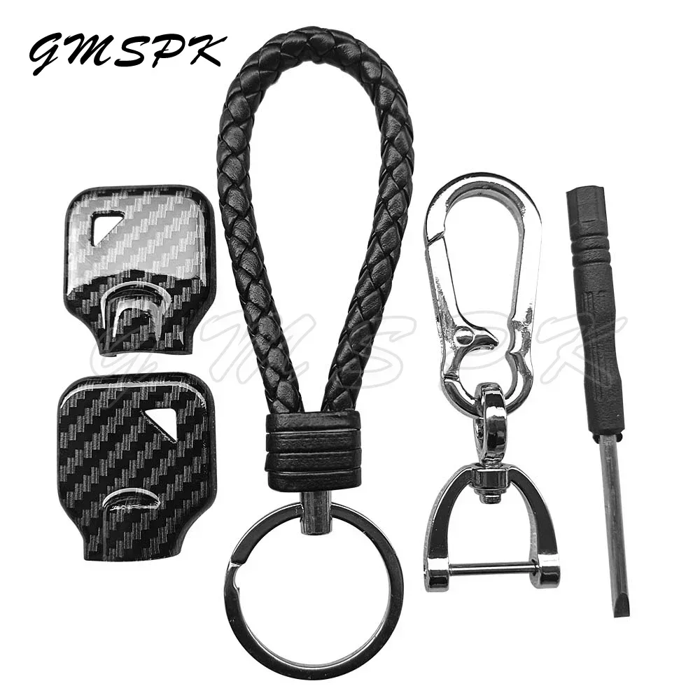 Carbon Fiber Style Keychain Motorcycle Key Case Key Ring Holder Fit for Harley Touring Street Glide Road King Dyna Softail V-Rod