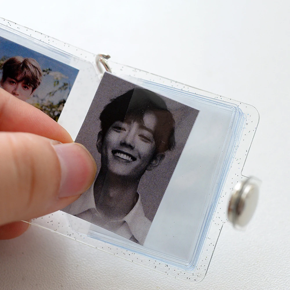 Jelly Color High quality 1 Inch 16 Pockets 2 Inch Mini Photo Album Photos Holder Keychain Binders Albums Photo Card Holder