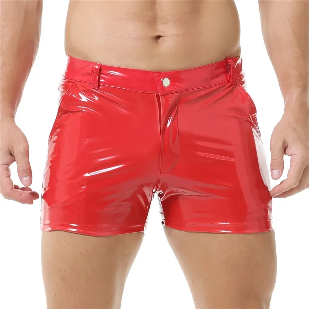 Heren Sexy Leren Boxershorts Met Korte Broek Van Natlook In Leer, Glanzend Ondergoed Onder De Boxershorts Mannelijk Paaldansen Rave Clubkleding