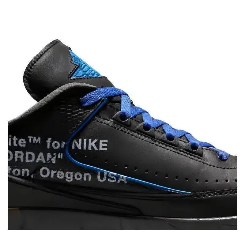 Nike Off-white X Jordan Air 2 Retro Low Black And Varsity Royal Sneakers Shoes Dj4375-004 With Original Box