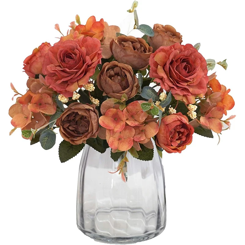سقوط الديكور الزهور الاصطناعية وهمية الفاوانيا الحرير الزهور الكوبية باقات ديكور للمنزل غرفة المعيشة الجدول المركزية #1