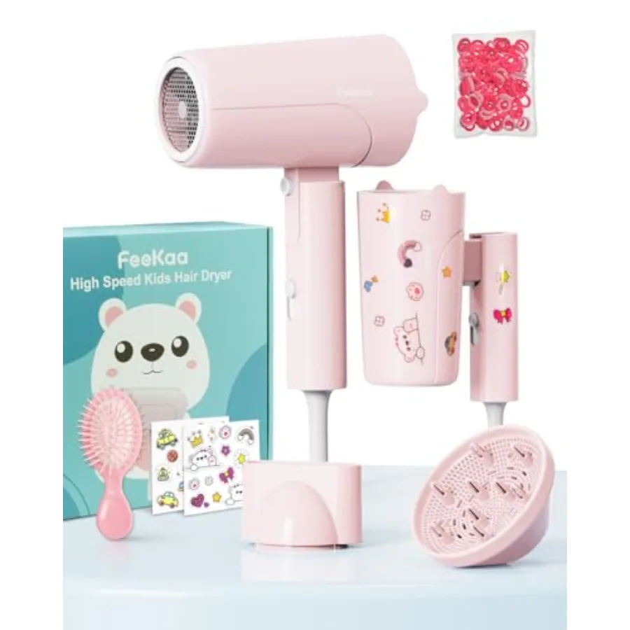 

Foldable High Speed Hair Dryer 100 Million Negative Ions Mini Ionic Travel Blow Dryer with Diffuser Concentrator Detangler Brus
