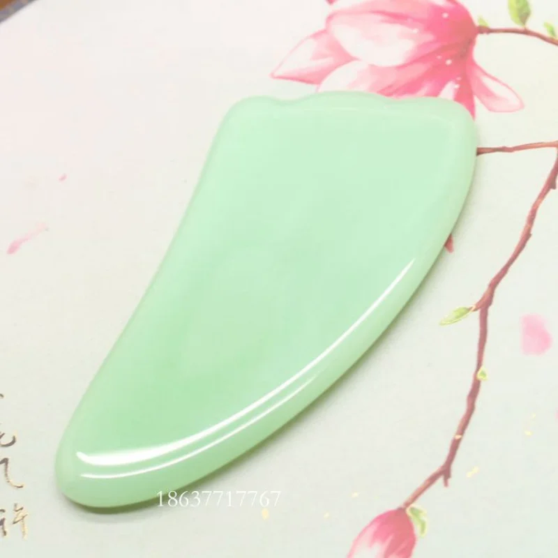 Natural External Fierce Jade Scrapping Plate Double Open Triangle Gua Sha Scraping Massage Tool Facial Body Universal Beauty Jad