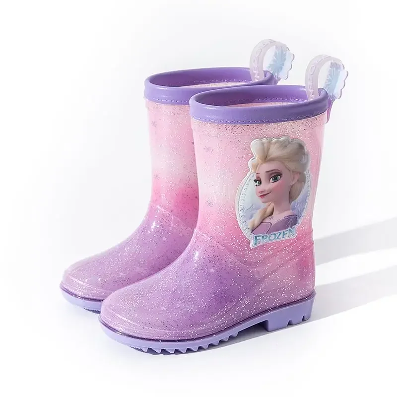 Botas de agua para bebé y niña, zapatos impermeables de dibujos animados de Frozen, Elsa, primavera y otoño