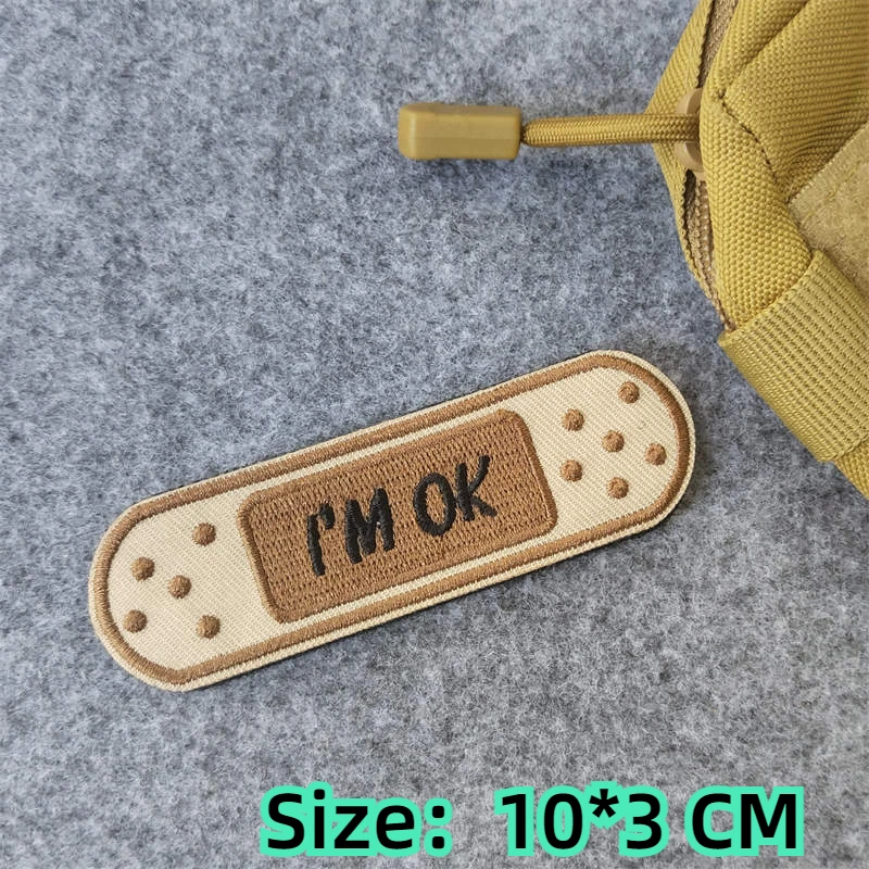 Personalized Band Aids I'm Ok Embroidery Patches Machine Gun Angel Cartoon Ghost Cat Tactical Morale Badge DIY Backpack Stickers