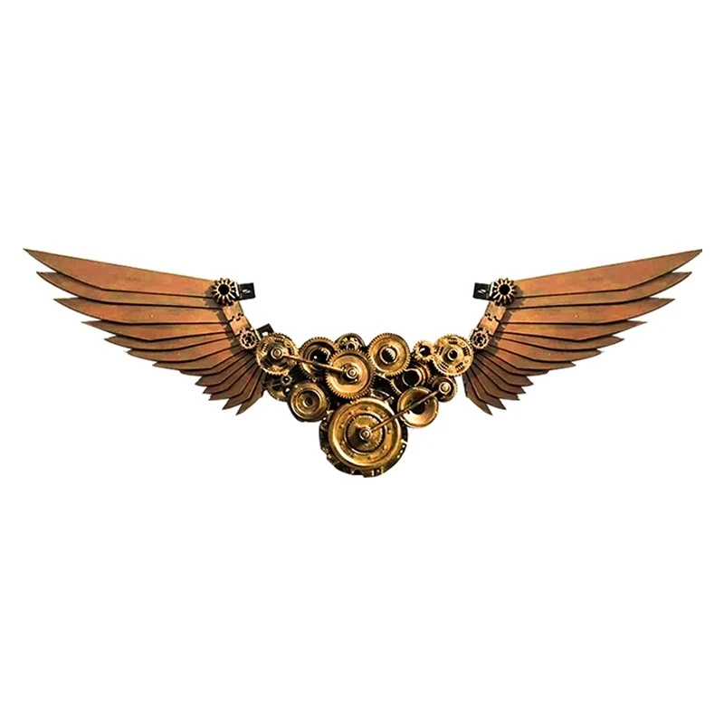 

Retro industrial style background wall decoration bar restaurant custom Meichen gear wrought iron wings soft pendant